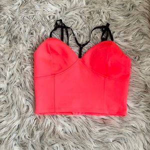 Crop top neon pink adjustable womens medium